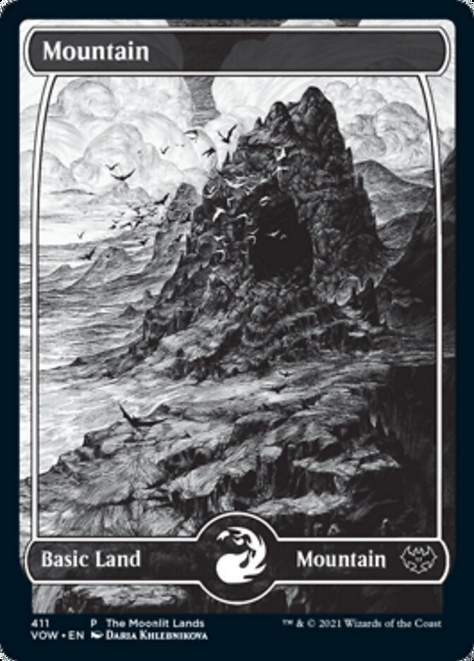 Mountain (The Moonlit Lands) (Foil Etched) [Innistrad: Crimson Vow Promos] | Shuffle n Cut Hobbies & Games