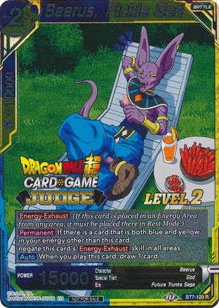 Beerus, Fickle God (Level 2) (BT7-120) [Judge Promotion Cards] | Shuffle n Cut Hobbies & Games