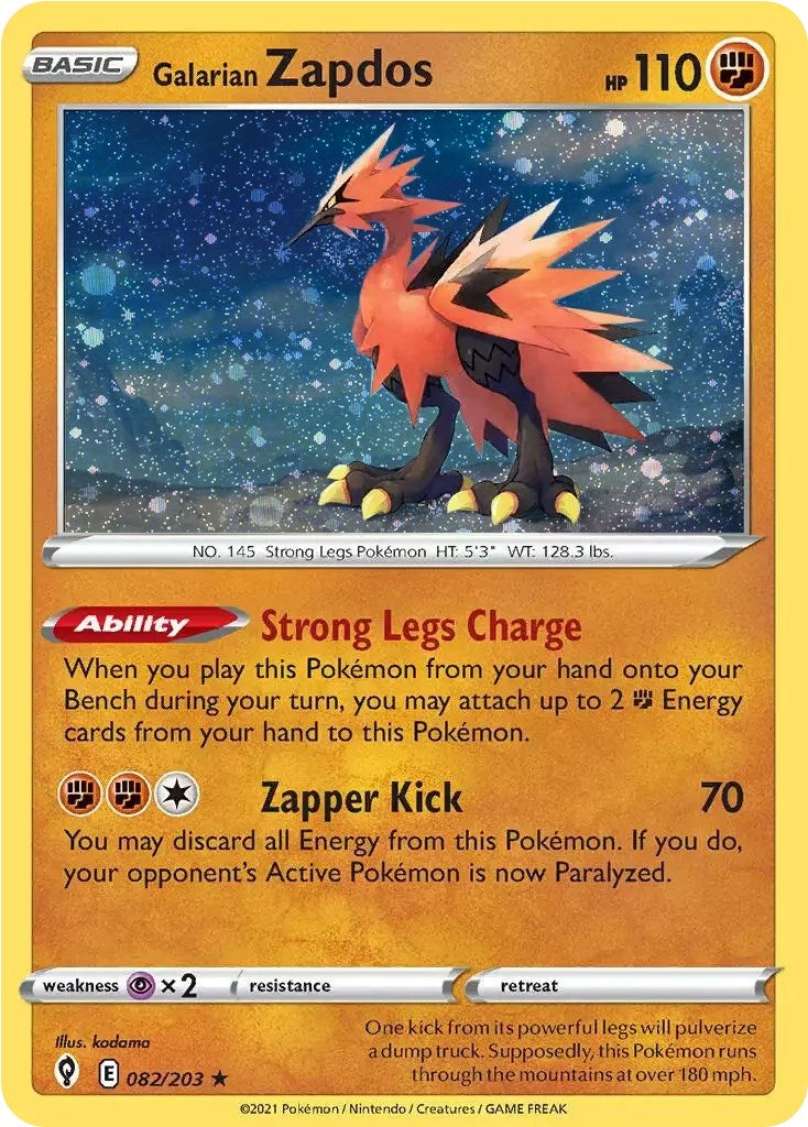 Galarian Zapdos (082/203) (Cosmos Holo) [Sword & Shield: Evolving Skies] | Shuffle n Cut Hobbies & Games