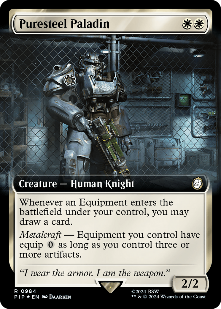 Puresteel Paladin (Extended Art) (Surge Foil) [Fallout] | Shuffle n Cut Hobbies & Games