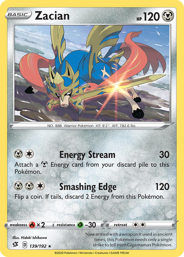 Zacian (139/192) (Cracked Ice Holo) (Theme Deck Exclusives) [Sword & Shield: Rebel Clash] | Shuffle n Cut Hobbies & Games