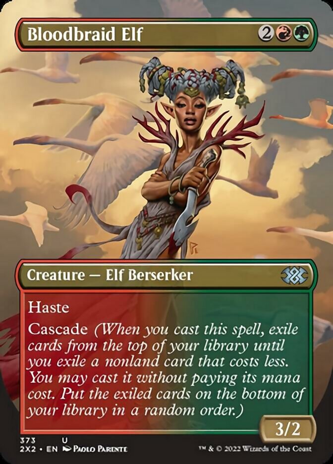 Bloodbraid Elf (Borderless Alternate Art) [Double Masters 2022] | Shuffle n Cut Hobbies & Games