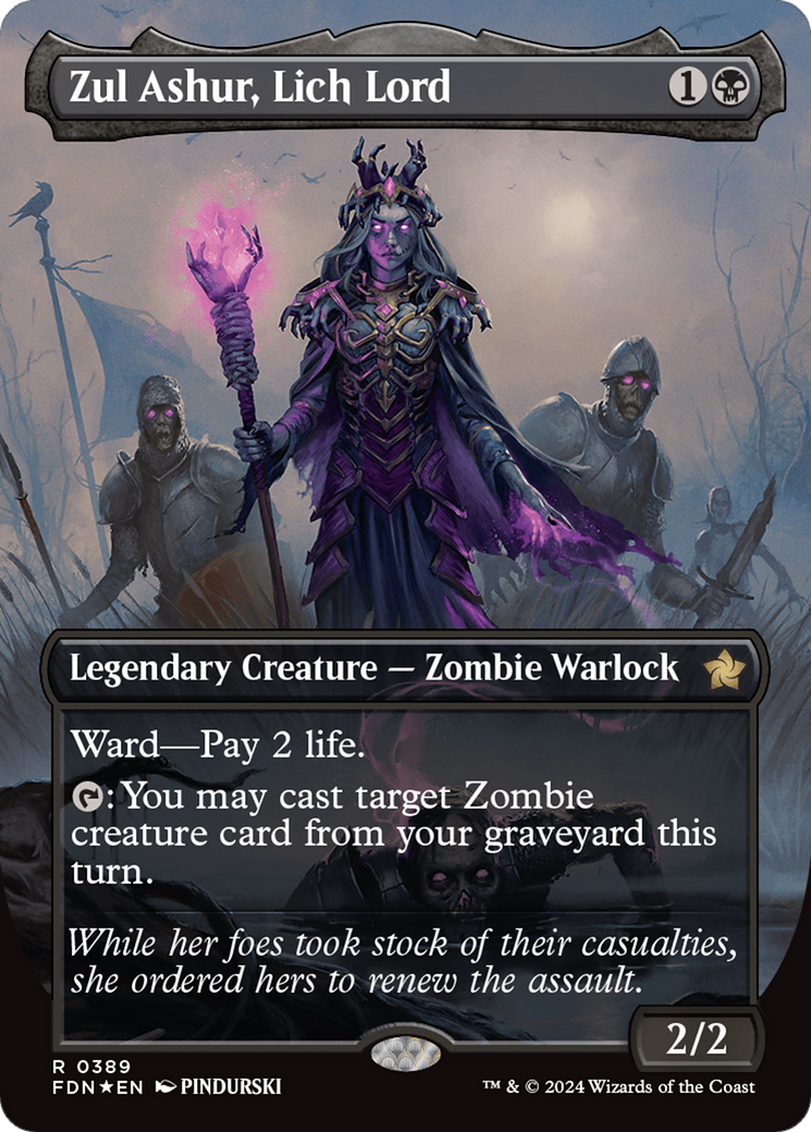 Zul Ashur, Lich Lord (Borderless) (Mana Foil) [Foundations] | Shuffle n Cut Hobbies & Games