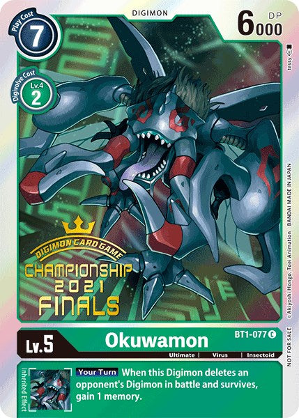 Okuwamon [BT1-077] (2021 Championship Finals Event Pack Alt-Art Gold Stamp Set) [Release Special Booster Promos] | Shuffle n Cut Hobbies & Games