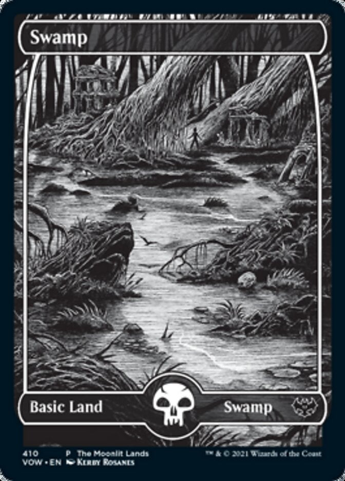 Swamp (The Moonlit Lands) (Foil Etched) [Innistrad: Crimson Vow Promos] | Shuffle n Cut Hobbies & Games