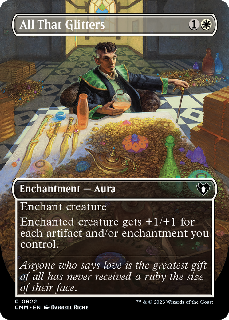 All That Glitters (Borderless Alternate Art) [Commander Masters] | Shuffle n Cut Hobbies & Games