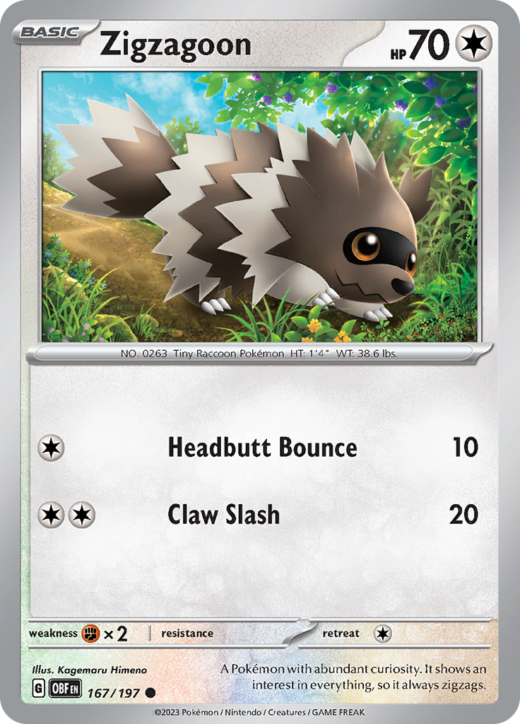 Zigzagoon (167/197) [Scarlet & Violet: Obsidian Flames] | Shuffle n Cut Hobbies & Games