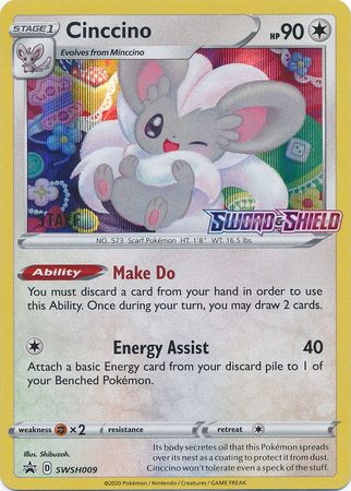 Cinccino (SWSH009) (Staff Prerelease Promo) [Sword & Shield: Black Star Promos] | Shuffle n Cut Hobbies & Games