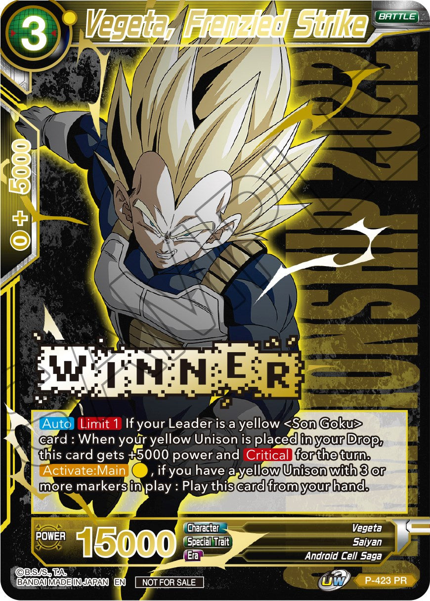 Vegeta, Frenzied Strike (Championship Pack 2022 Vol.2) (Winner Gold Stamped) (P-423) [Promotion Cards] | Shuffle n Cut Hobbies & Games