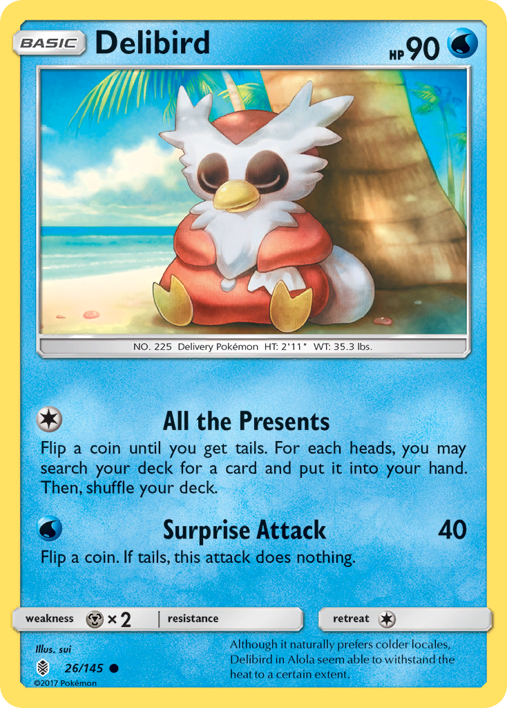 Delibird (26/145) [Sun & Moon: Guardians Rising] | Shuffle n Cut Hobbies & Games