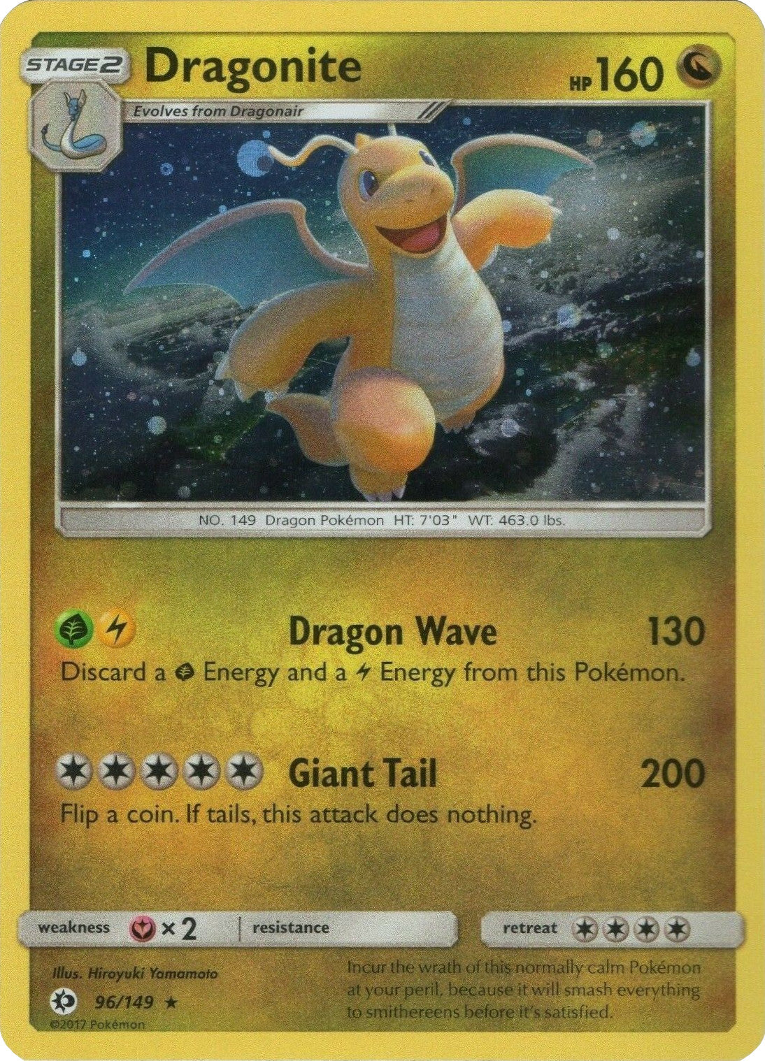 Dragonite (96/149) (Cosmos Holo) [Sun & Moon: Base Set] | Shuffle n Cut Hobbies & Games