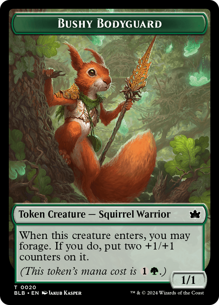 Emblem - Ral, Crackling Wit // Bushy Bodyguard Double-Sided Token [Bloomburrow Tokens] | Shuffle n Cut Hobbies & Games