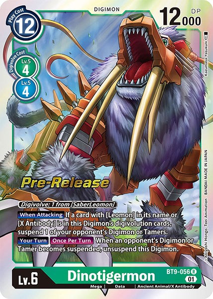 Dinotigermon [BT9-056] [X Record Pre-Release Promos] | Shuffle n Cut Hobbies & Games