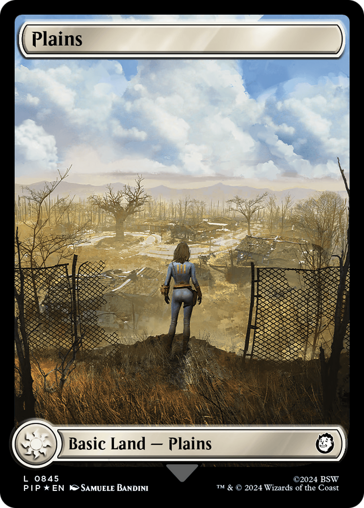 Plains (0845) (Surge Foil) [Fallout] | Shuffle n Cut Hobbies & Games