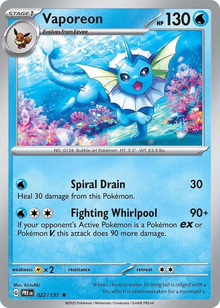 Vaporeon (022/131) [Scarlet & Violet: Prismatic Evolutions] | Shuffle n Cut Hobbies & Games