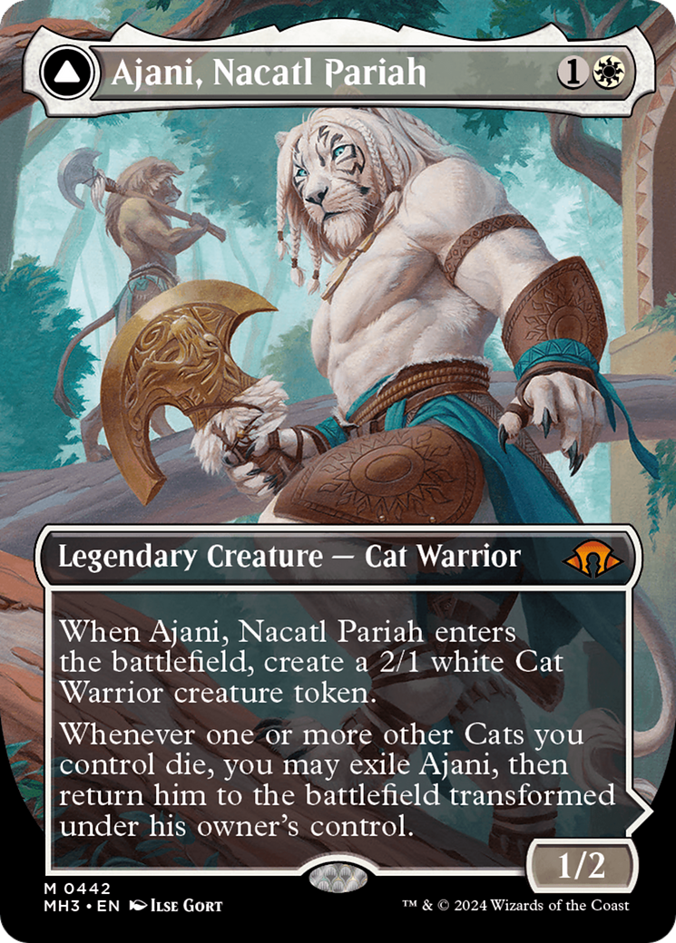 Ajani, Nacatl Pariah // Ajani, Nacatl Avenger (Borderless) [Modern Horizons 3] | Shuffle n Cut Hobbies & Games