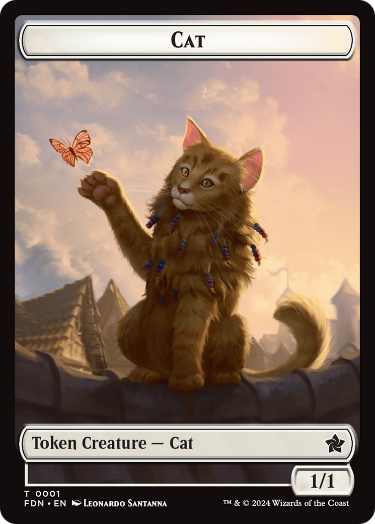 Cat (0001) // Cat (0002) Doubled-Sided Token [Foundations Tokens] | Shuffle n Cut Hobbies & Games