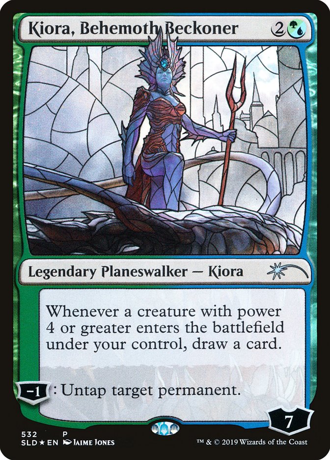 Kiora, Behemoth Beckoner (Stained Glass) [Secret Lair Drop Promos] | Shuffle n Cut Hobbies & Games