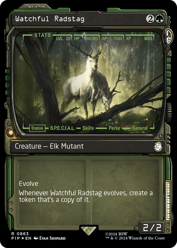 Watchful Radstag (Showcase) (Surge Foil) [Fallout] | Shuffle n Cut Hobbies & Games