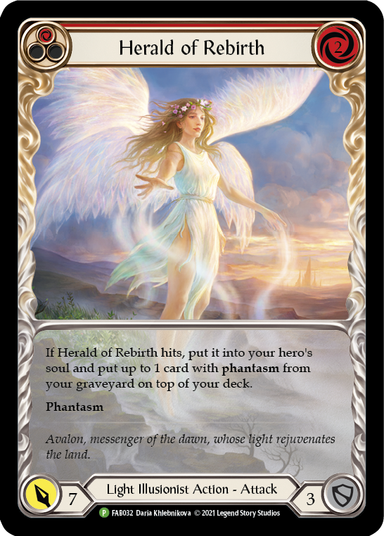 Herald of Rebirth (Red) [FAB032] (Promo)  Rainbow Foil | Shuffle n Cut Hobbies & Games