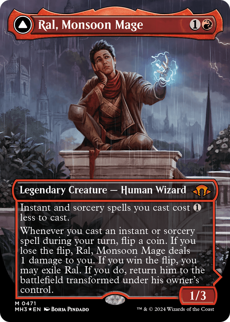 Ral, Monsoon Mage // Ral, Leyline Prodigy (Borderless) (Textured Foil) [Modern Horizons 3] | Shuffle n Cut Hobbies & Games