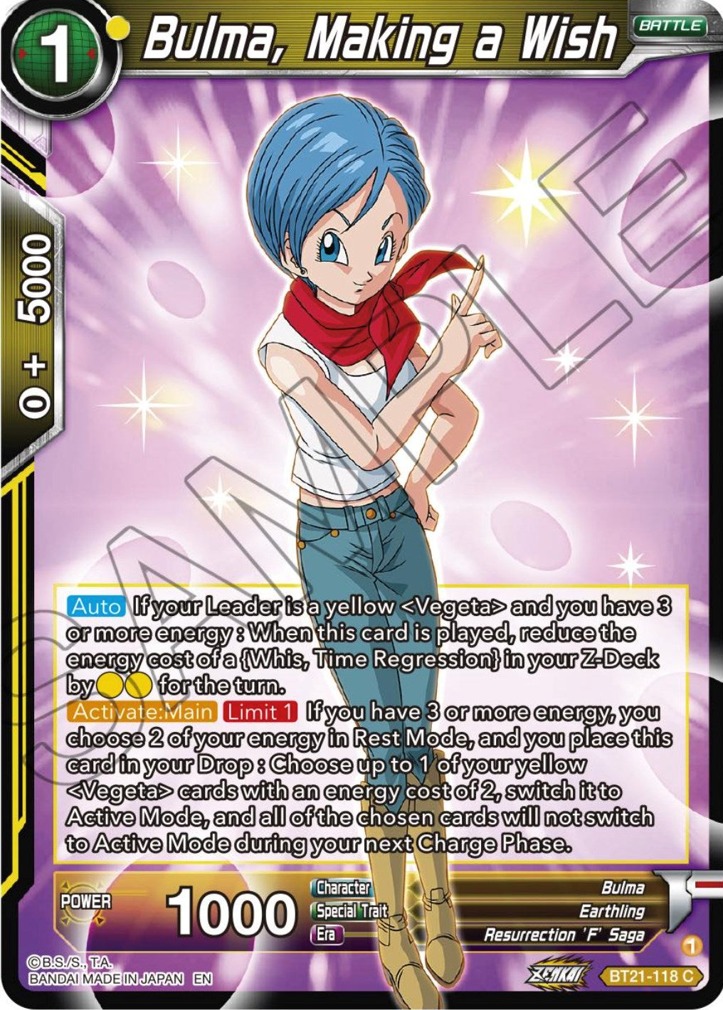 Bulma, Making a Wish (BT21-118) [Wild Resurgence] | Shuffle n Cut Hobbies & Games