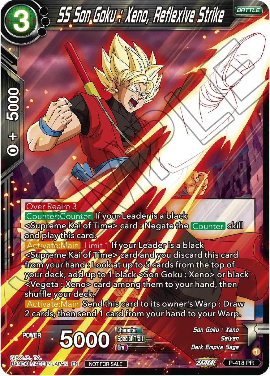 SS Son Goku: Xeno, Reflexive Strike (Zenkai Series Tournament Pack Vol.1) (P-418) [Tournament Promotion Cards] | Shuffle n Cut Hobbies & Games