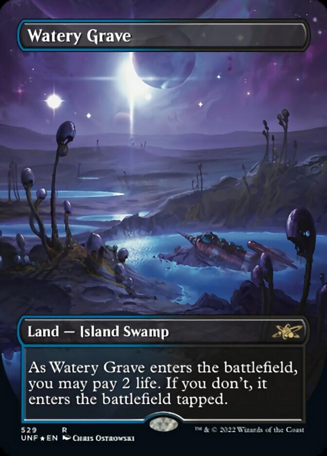 Watery Grave (Borderless) (Galaxy Foil) [Unfinity] | Shuffle n Cut Hobbies & Games