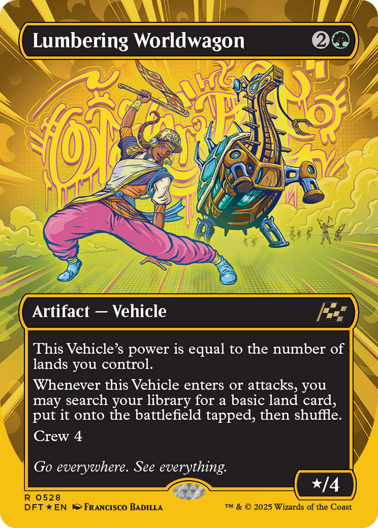 Lumbering Worldwagon (Borderless) (First-Place Foil) [Aetherdrift] | Shuffle n Cut Hobbies & Games