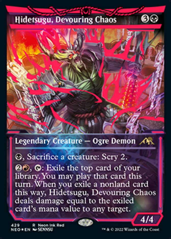 Hidetsugu, Devouring Chaos (Neon Ink Red) [Kamigawa: Neon Dynasty] | Shuffle n Cut Hobbies & Games