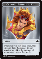 Human (0014) // Emblem - Chandra, Dressed to Kill Double-Sided Token [Innistrad Remastered Tokens] | Shuffle n Cut Hobbies & Games