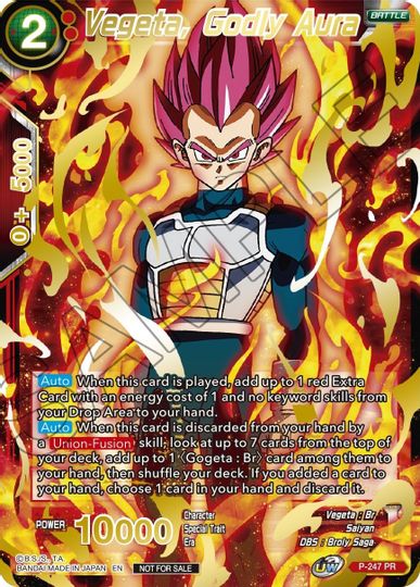 Vegeta, Godly Aura (Alternate Art) (P-247) [Tournament Promotion Cards] | Shuffle n Cut Hobbies & Games