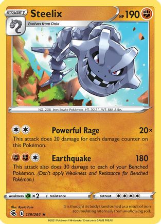 Steelix (139/264) (Theme Deck Exclusive) [Sword & Shield: Fusion Strike] | Shuffle n Cut Hobbies & Games