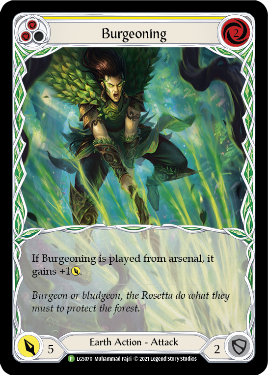 Burgeoning (Yellow) [LGS070] (Promo)  Rainbow Foil | Shuffle n Cut Hobbies & Games