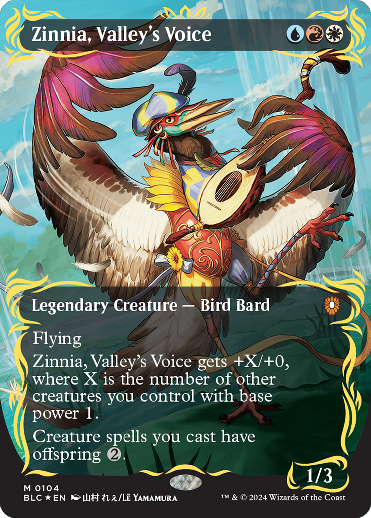 Zinnia, Valley's Voice (Borderless) (Raised Foil) [Bloomburrow Commander] | Shuffle n Cut Hobbies & Games