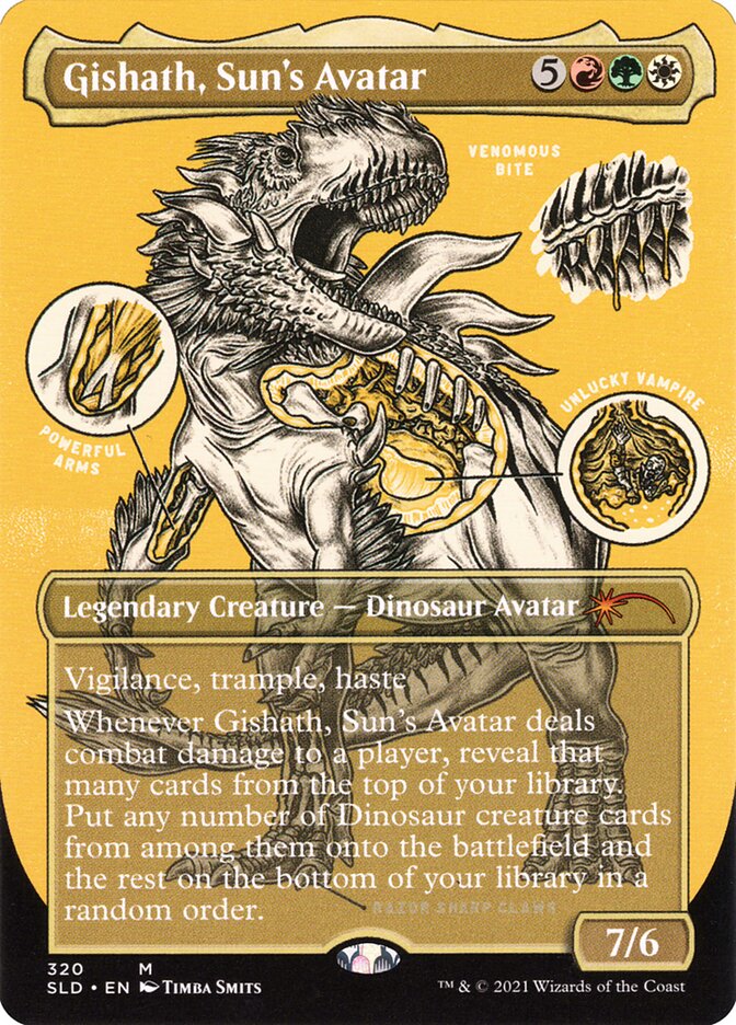 Gishath, Sun's Avatar (Borderless Foil Etched) [Secret Lair Drop Series] | Shuffle n Cut Hobbies & Games