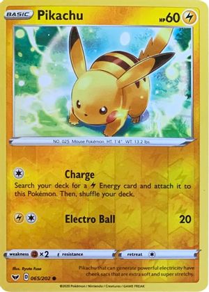 Pikachu (065/202) (Reverse Cosmos Holo) [Sword & Shield: Base Set] | Shuffle n Cut Hobbies & Games