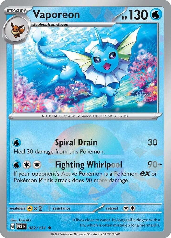 Vaporeon (022/131) (Poke Ball Pattern) [Scarlet & Violet: Prismatic Evolutions] | Shuffle n Cut Hobbies & Games