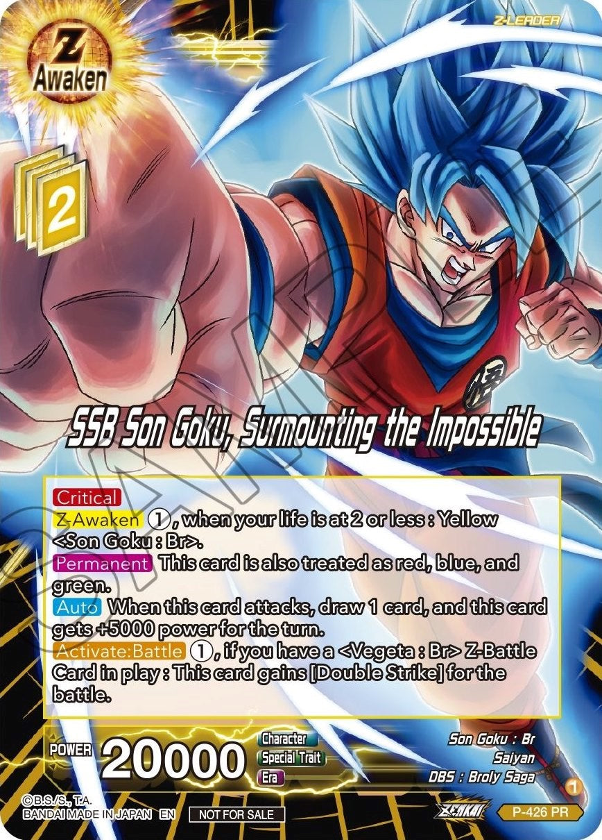 SSB Son Goku, Surmounting the Impossible (P-426) [Promotion Cards] | Shuffle n Cut Hobbies & Games