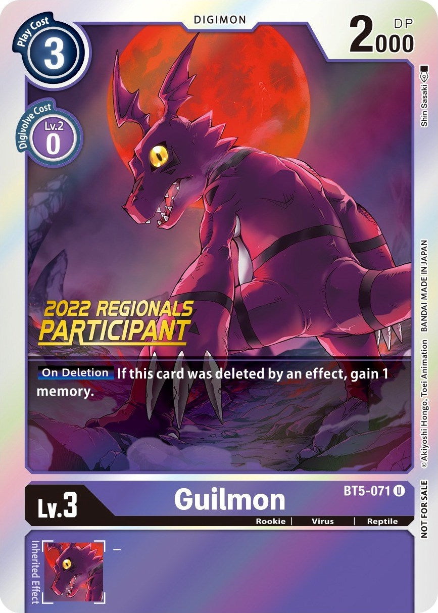 Guilmon [BT5-071] (2022 Championship Offline Regional) (Online Participant) [Battle of Omni Promos] | Shuffle n Cut Hobbies & Games