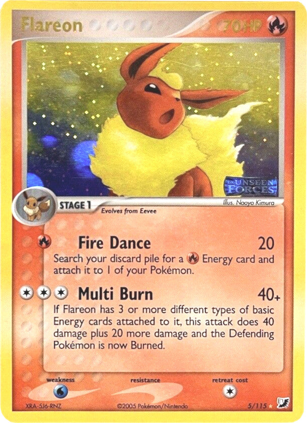 Flareon (5/115) (Stamped) [EX: Unseen Forces] | Shuffle n Cut Hobbies & Games