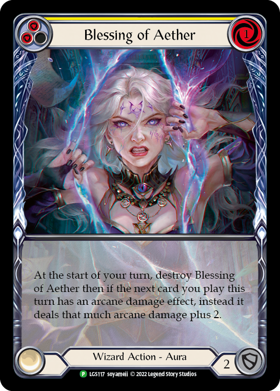 Blessing of Aether (Yellow) [LGS117] (Promo)  Rainbow Foil | Shuffle n Cut Hobbies & Games