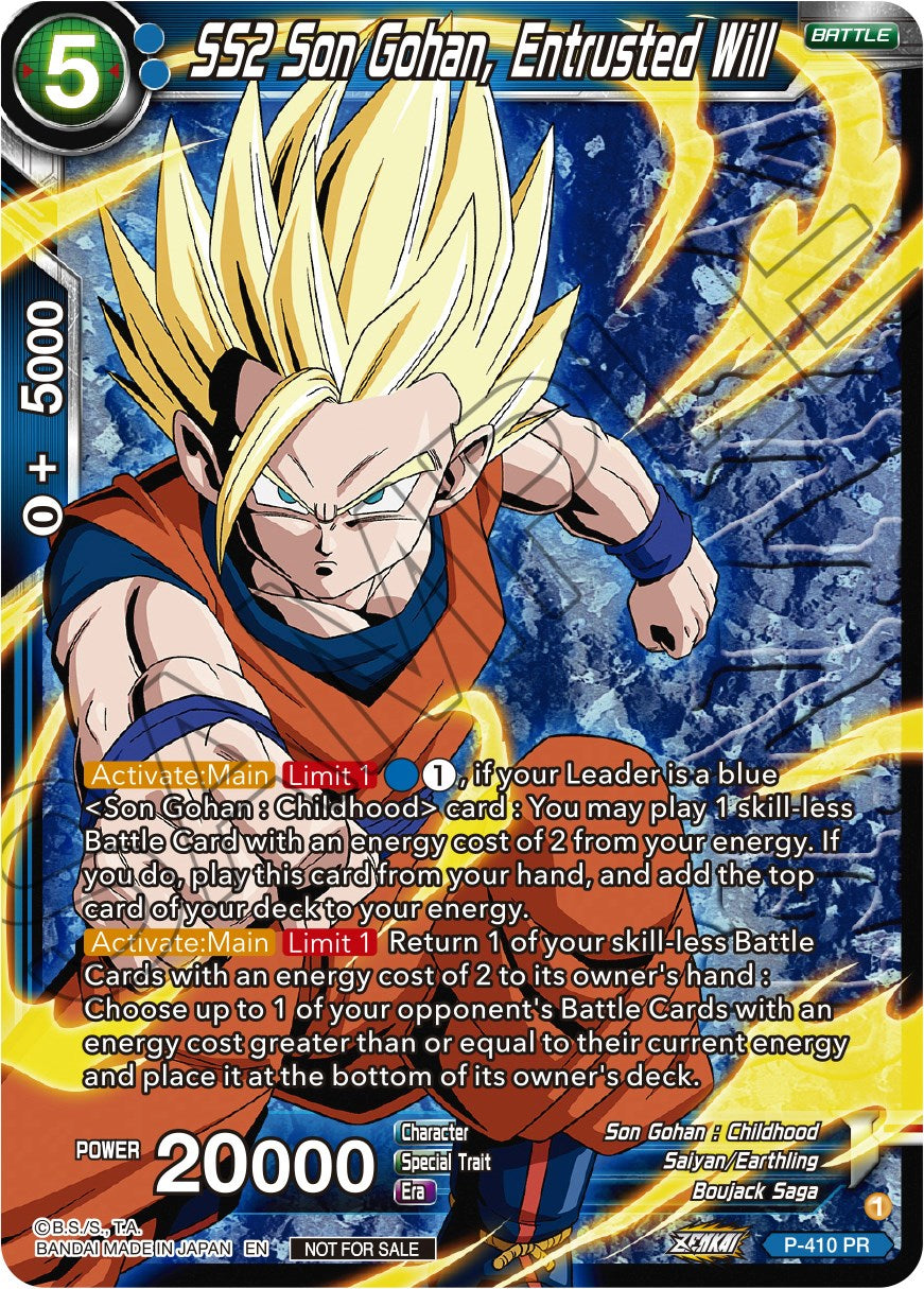 SS2 Son Gohan, Entrusted Will (Zenkai Series Tournament Pack Vol.1 Winner) (P-410) [Tournament Promotion Cards] | Shuffle n Cut Hobbies & Games