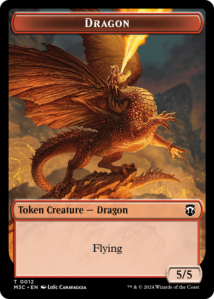 Dragon (Ripple Foil) // Treasure Double-Sided Token [Modern Horizons 3 Commander Tokens] | Shuffle n Cut Hobbies & Games