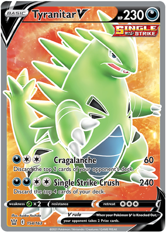 Tyranitar V (154/163) [Sword & Shield: Battle Styles] | Shuffle n Cut Hobbies & Games