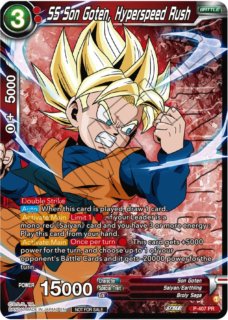 SS Son Goten, Hyperspeed Rush (Zenkai Series Tournament Pack Vol.1 Winner) (P-407) [Tournament Promotion Cards] | Shuffle n Cut Hobbies & Games