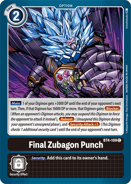 Final Zubagon Punch [BT4-109] [Great Legend] | Shuffle n Cut Hobbies & Games