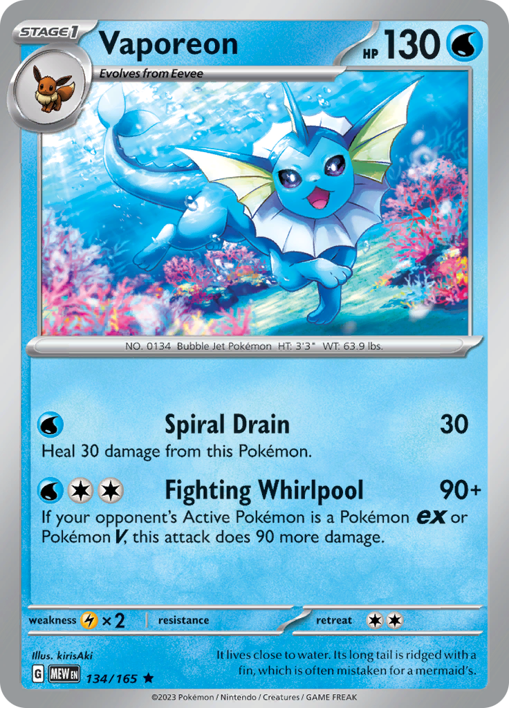 Vaporeon (134/165) [Scarlet & Violet 151] | Shuffle n Cut Hobbies & Games