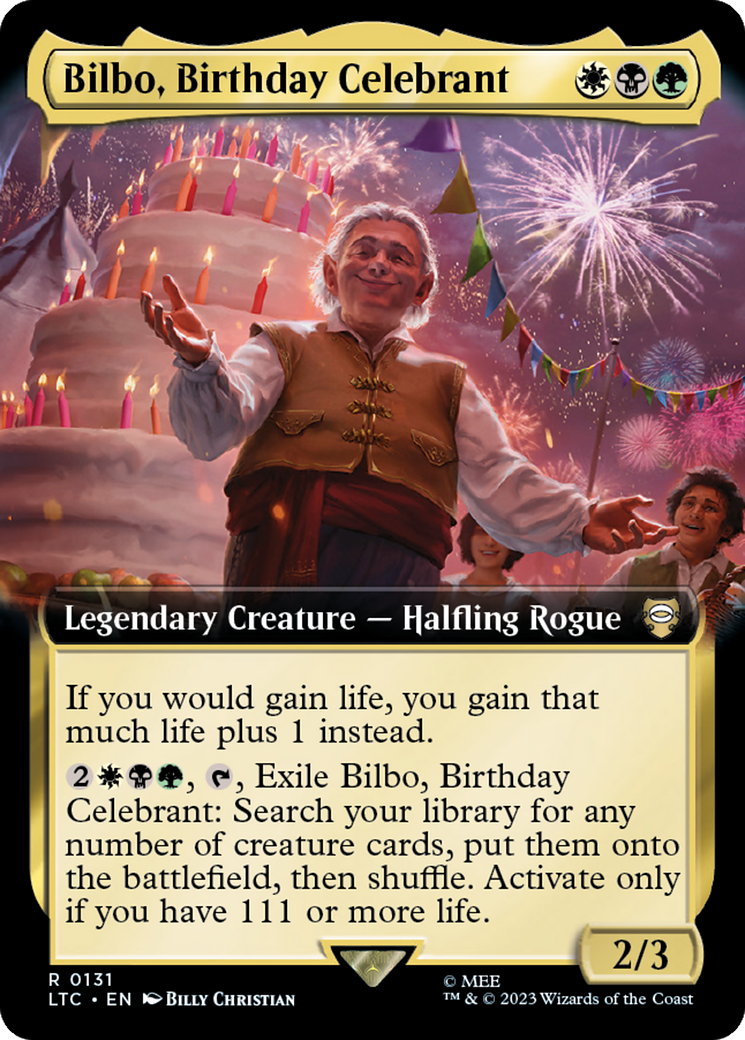 Bilbo, Birthday Celebrant (Extended Art) [The Lord of the Rings: Tales of Middle-Earth Commander] | Shuffle n Cut Hobbies & Games