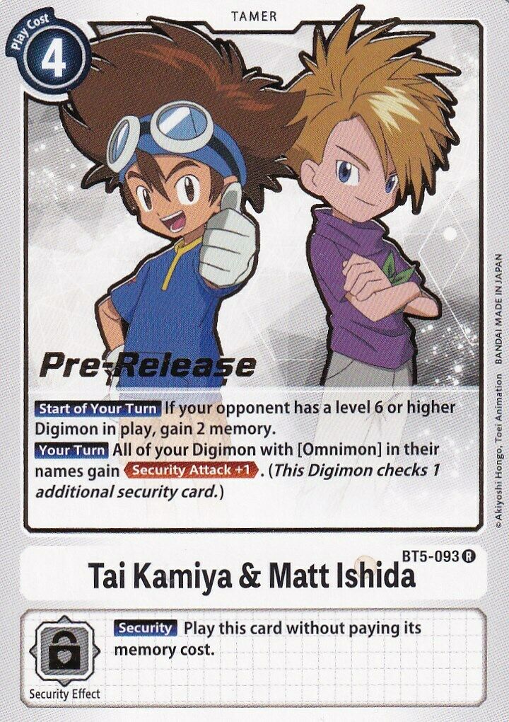 Tai Kamiya & Matt Ishida [BT5-093] [Battle of Omni Pre-Release Promos] | Shuffle n Cut Hobbies & Games